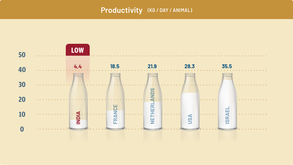 Graph showing milk productivity rates in India